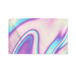Pink And Teal Holographic Print Polyester Flag