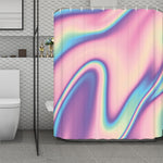 Pink And Teal Holographic Print Polyester Shower Curtain