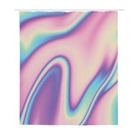 Pink And Teal Holographic Print Polyester Shower Curtain