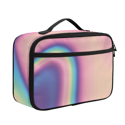 Pink And Teal Holographic Print Portable Lunch Bag