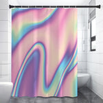 Pink And Teal Holographic Print Premium Shower Curtain