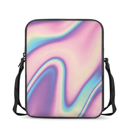 Pink And Teal Holographic Print Rectangular Crossbody Bag