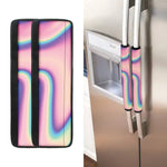 Pink And Teal Holographic Print Refrigerator Handle Covers