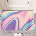 Pink And Teal Holographic Print Rubber Doormat