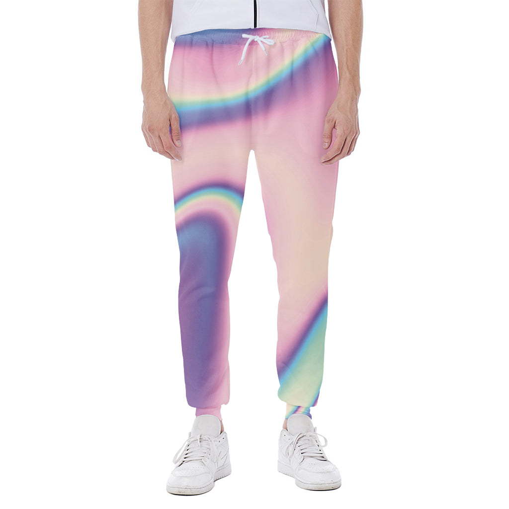 Pink And Teal Holographic Print Scuba Joggers