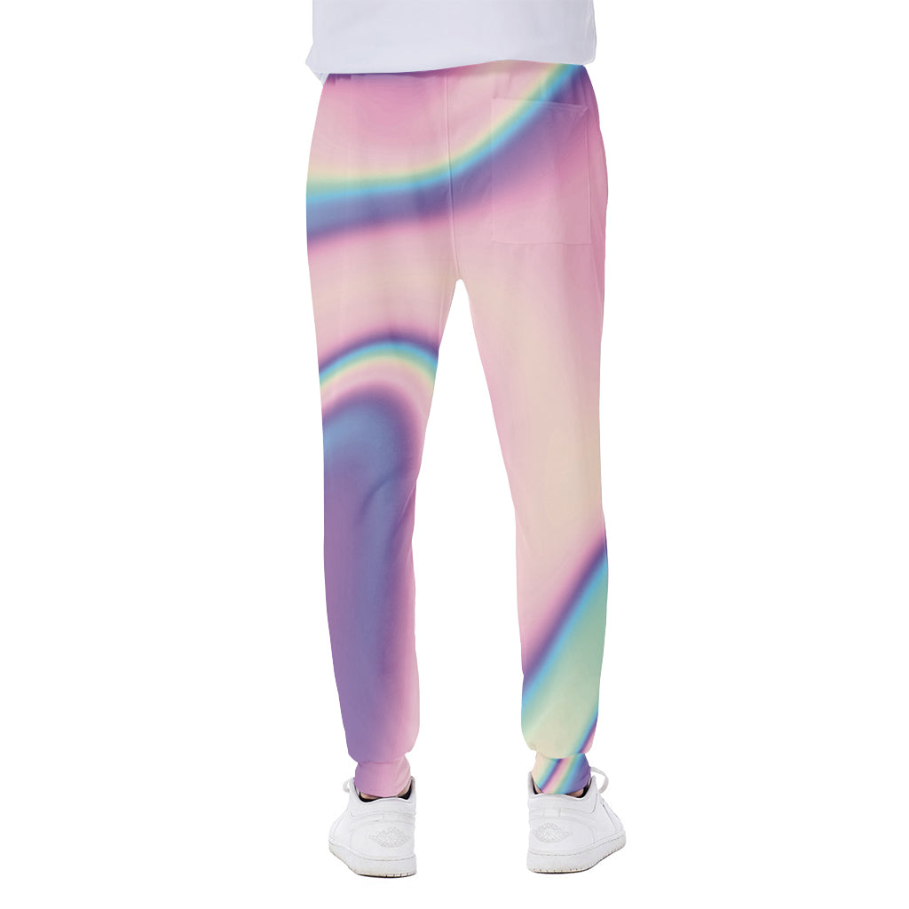 Pink And Teal Holographic Print Scuba Joggers