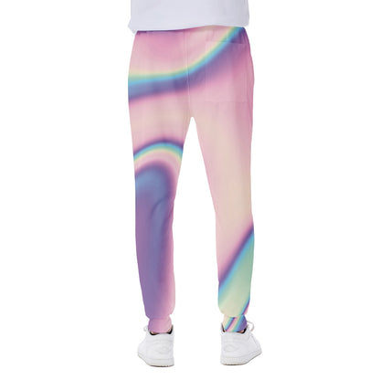 Pink And Teal Holographic Print Scuba Joggers