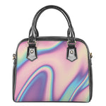 Pink And Teal Holographic Print Shoulder Handbag