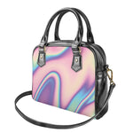 Pink And Teal Holographic Print Shoulder Handbag