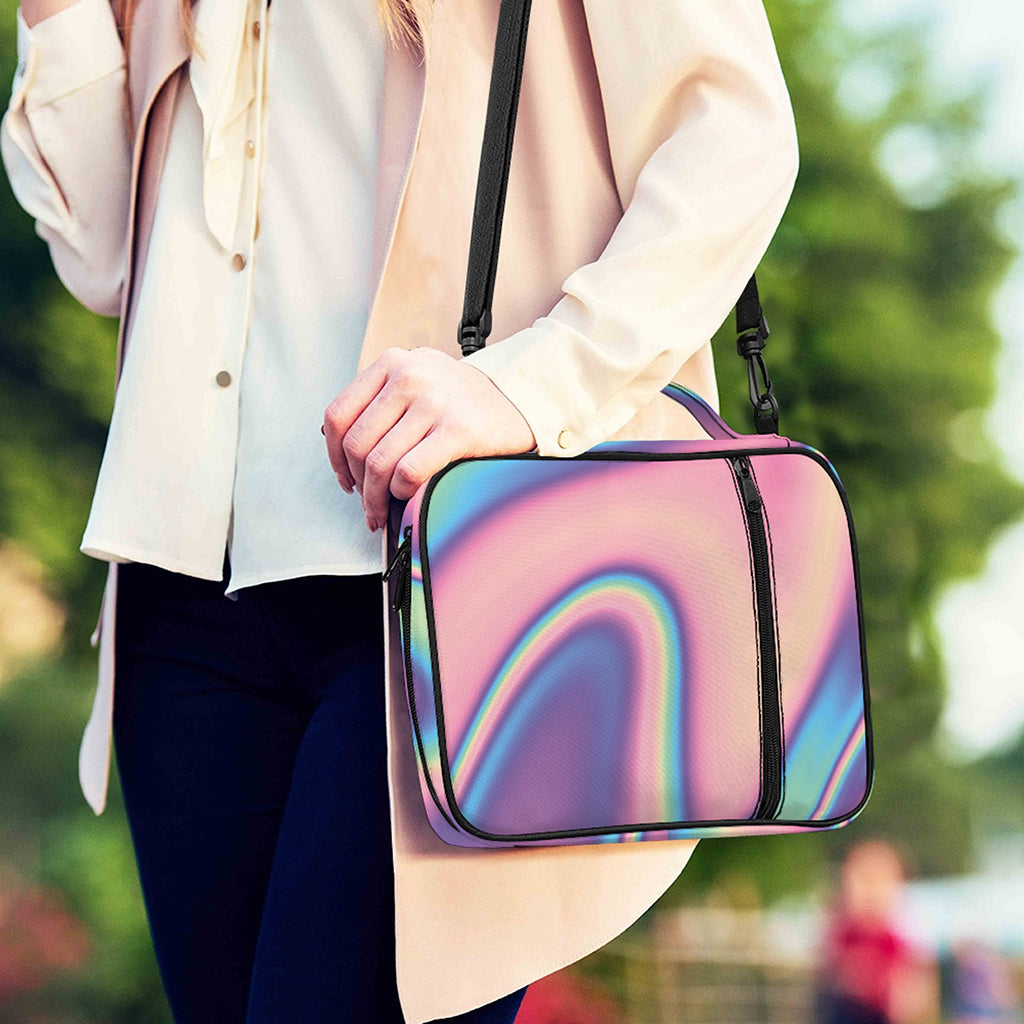 Pink And Teal Holographic Print Shoulder Strap Bible Bag