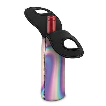 Pink And Teal Holographic Print Single Neoprene Wine Tote
