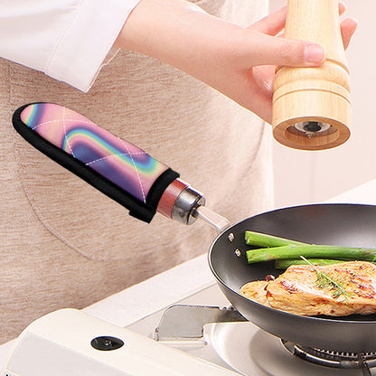 Pink And Teal Holographic Print Skillet Handle Cover