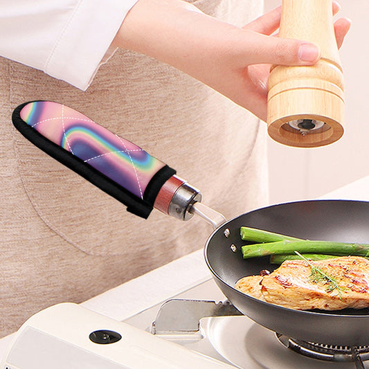 Pink And Teal Holographic Print Skillet Handle Cover