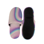 Pink And Teal Holographic Print Slippers