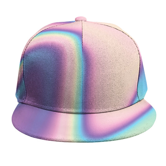Pink And Teal Holographic Print Snapback Cap