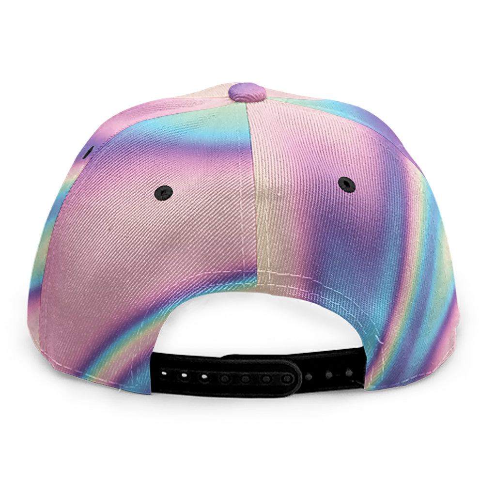 Pink And Teal Holographic Print Snapback Cap