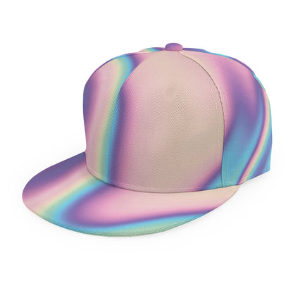 Pink And Teal Holographic Print Snapback Cap