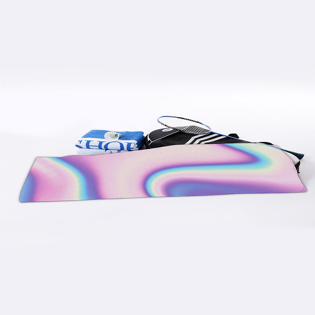 Pink And Teal Holographic Print Sports Towel