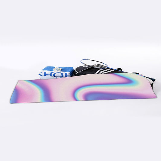 Pink And Teal Holographic Print Sports Towel