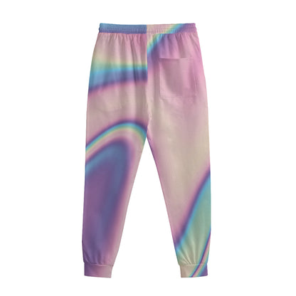 Pink And Teal Holographic Print Sweatpants