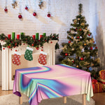 Pink And Teal Holographic Print Tablecloth