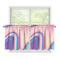 Pink And Teal Holographic Print Tier Curtains