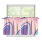 Pink And Teal Holographic Print Tier Curtains