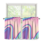 Pink And Teal Holographic Print Tier Curtains