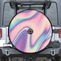 Pink And Teal Holographic Print Tire Cover With Camera Hole