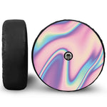 Pink And Teal Holographic Print Tire Cover With Camera Hole