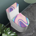 Pink And Teal Holographic Print Toilet Lid And Tank Cover Set