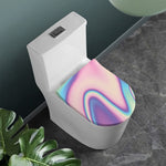 Pink And Teal Holographic Print Toilet Lid Cover
