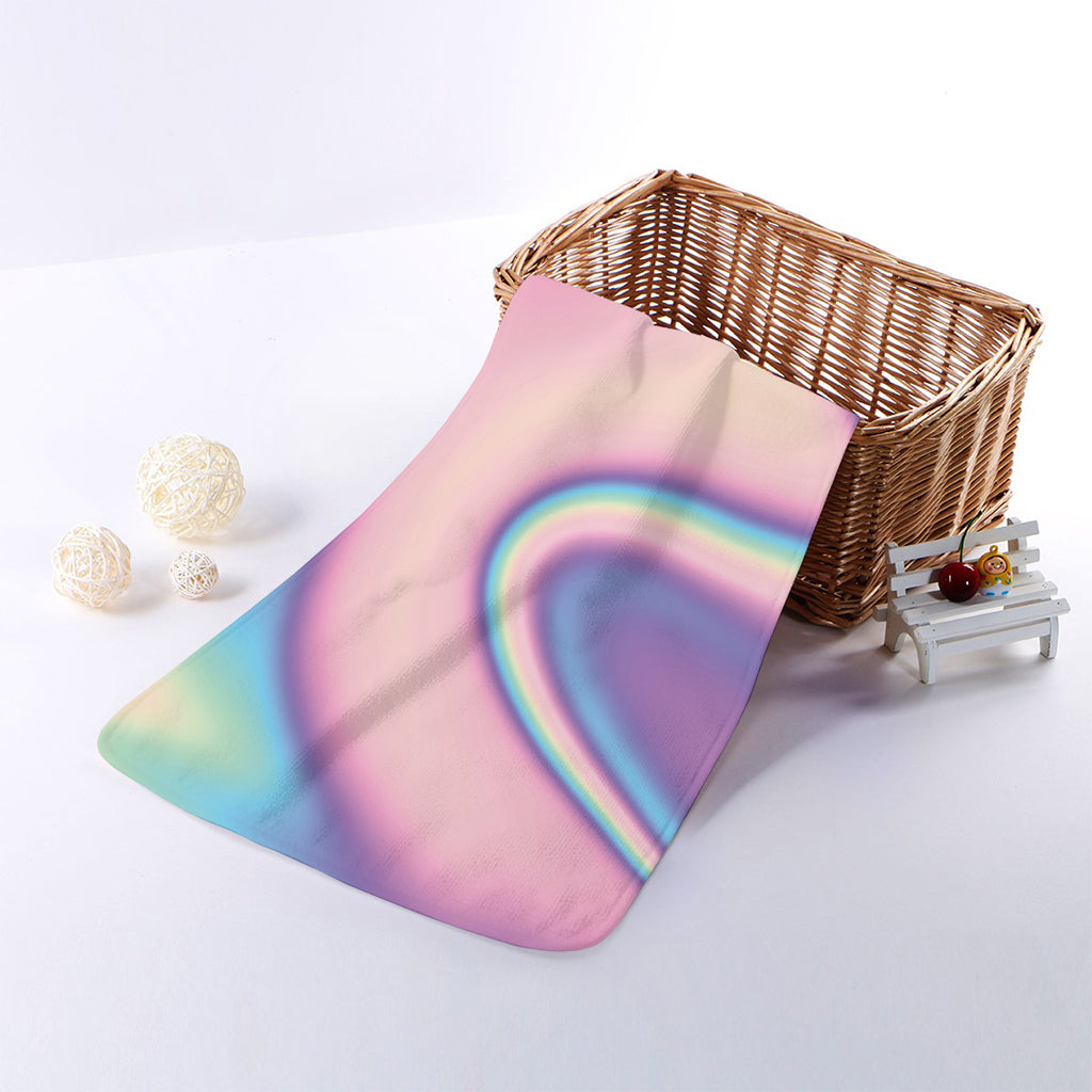Pink And Teal Holographic Print Towel