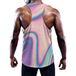Pink And Teal Holographic Print Training Tank Top