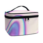 Pink And Teal Holographic Print Travel Makeup Bag
