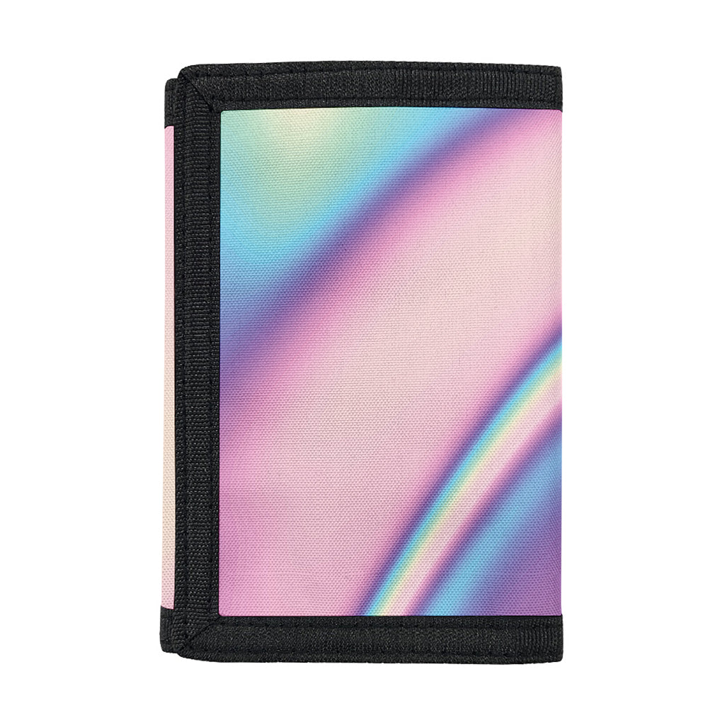 Pink And Teal Holographic Print Trifold Wallet