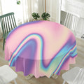 Pink And Teal Holographic Print Waterproof Round Tablecloth