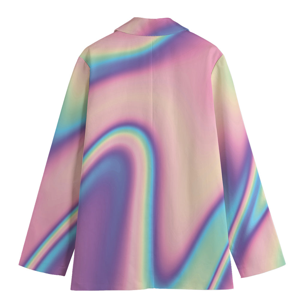 Pink And Teal Holographic Print Women's Blazer