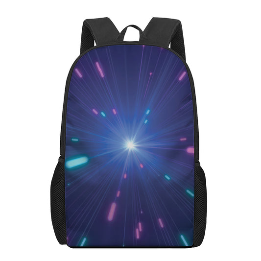 Pink And Teal Lights Speed Print 17 Inch Backpack