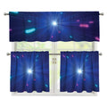 Pink And Teal Lights Speed Print 3 Piece Kitchen Curtains