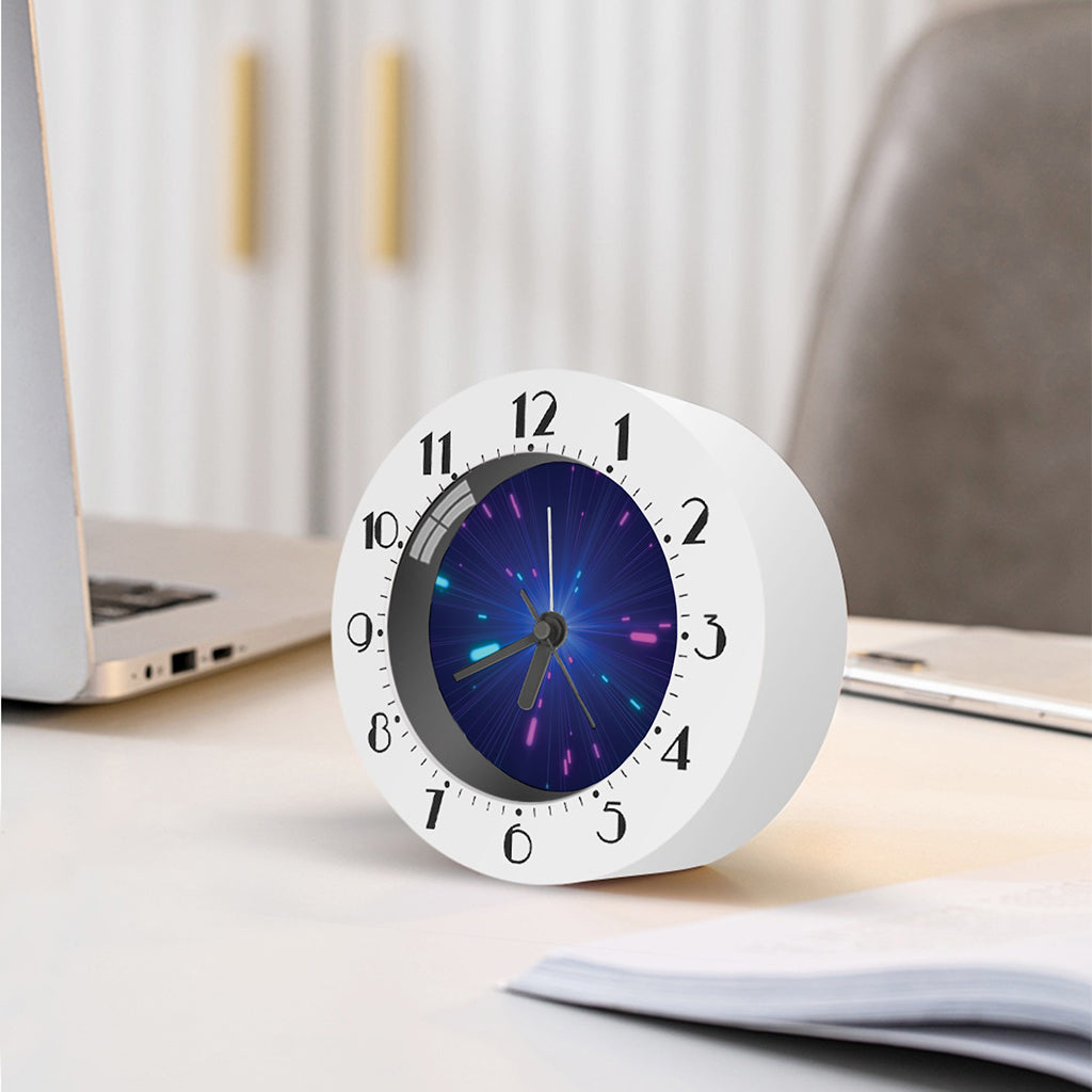 Pink And Teal Lights Speed Print Alarm Clock