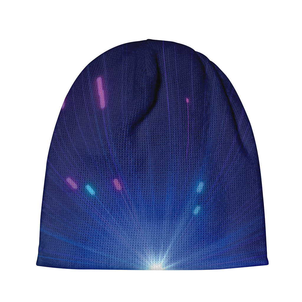 Pink And Teal Lights Speed Print Beanie