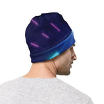 Pink And Teal Lights Speed Print Beanie