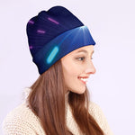 Pink And Teal Lights Speed Print Beanie