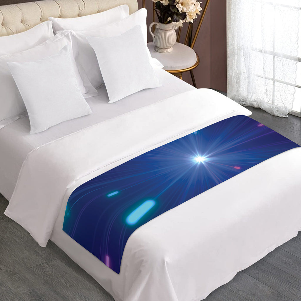 Pink And Teal Lights Speed Print Bed Runner