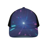 Pink And Teal Lights Speed Print Black Mesh Trucker Cap