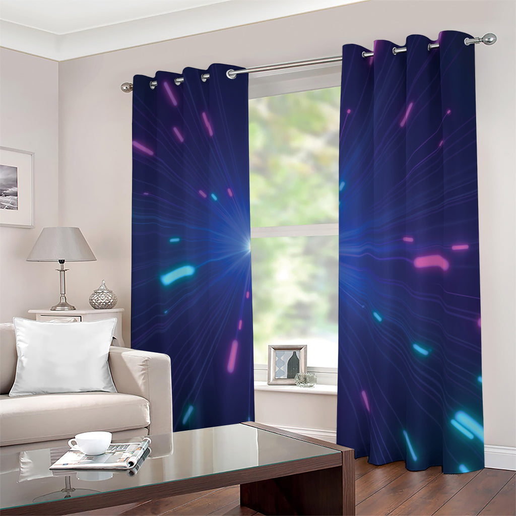 Pink And Teal Lights Speed Print Blackout Grommet Curtains
