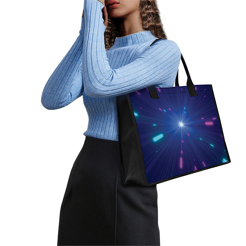 Pink And Teal Lights Speed Print Canvas Tote Bag