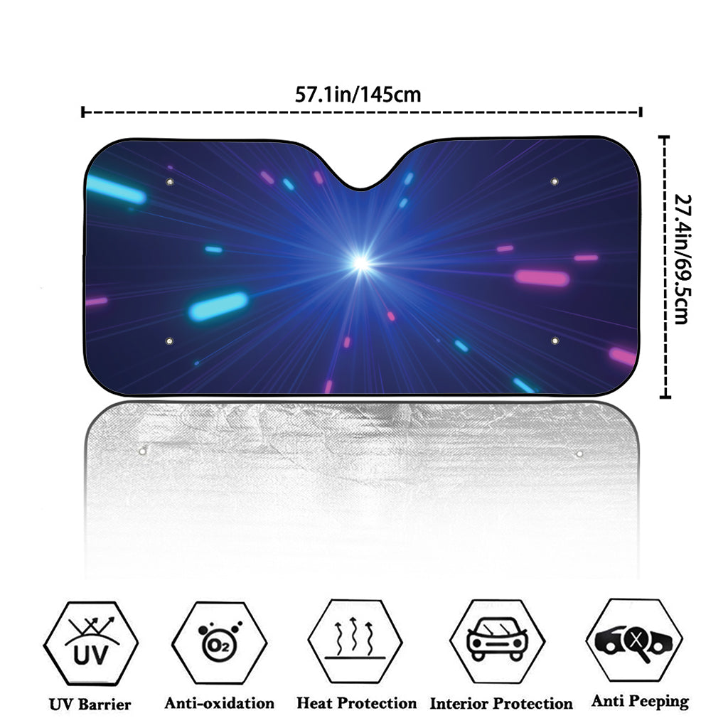 Pink And Teal Lights Speed Print Car Windshield Sun Shade
