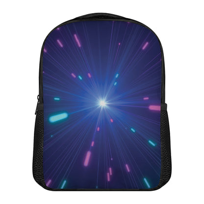 Pink And Teal Lights Speed Print Casual Backpack